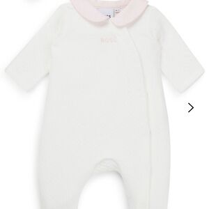 Boss White Footed One-Piece with Pink Collar